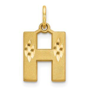 14k Yellow Gold, Julia Collection, Small Satin Block Initial H Pendant